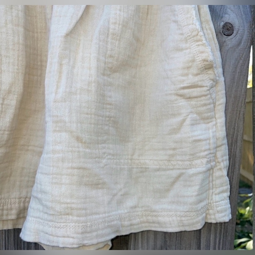 Aerie Pool To Party Gauze Shorts Cream High Waisted Boho Coastal Beach Linen, S - Picture 13 of 15